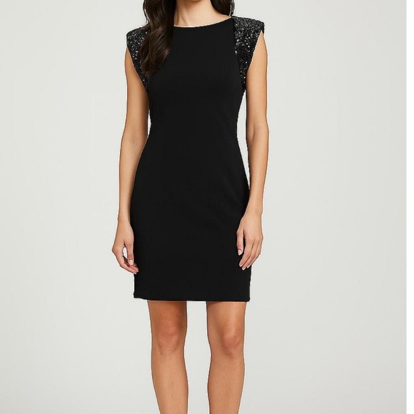 Aidan Mattox black elegant dress with black sequins - Picture 1 of 11